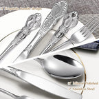 Gorgeous Retro Royal Silverware Set For 8,OIULO 18/0 Stainless Steel 40-Piece Flatware Set Service for 8,Vintage Fine Dining Utensils Fork Spoon Knife,Antique Baroque Cutlery,Mirror,Dishwasher Safe