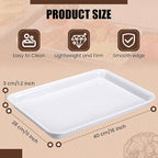 Ziliny 20 Pcs Plastic Serving Trays Bulk Plastic Serving Platters Reusable Rectangle Food Tray Stackable Party Trays for Dinner Snack Dessert in School Cafeteria(White,16 X 11)