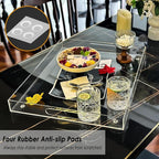 Extra Large Serving Tray with Handles, Acrylic Tray for Food, Drinks, Snacks and Appetizer, Rectangular Trays for Eating, Lucite & Coffee Table Trays, Acrylic Makeup Organizer 16" × 20"