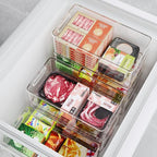 8 PACK Freezer Organizer Bins Fridge Organizer Storage Stackable Deep Freezer Storage Bins with Side Handles Refrigerator Organizers and Storage Home Organization Must Haves