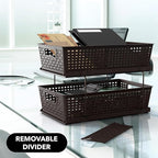 Simple Houseware 2 Tier Bathroom Organizer Tray Pull-Out Sliding Drawer, Under Sink Storage, Brown