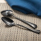 Alata Alice Black Mirror 45-Piece Silverware Set Stainless Steel Flatware Set,Service for 8,Mirror Polished Cutlery Set,Dishwasher Safe
