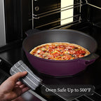 TIBORANG 8 in 1 Multipurpose 11 Inch 5 Quart Heat Indicator Nonstick Deep Frying Pan with Glass Lid,Steamed Grid,PFOA-Free,Dishwasher&Oven Safe,Works with All Stovetops (Midnight Purple)