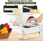 Vegetable Chopper,12-in-1 Multifunctional Food Chopper,Professional Onion Chopper with 7 Blades,Vegetable Cutter with Container for Salad,Potato,Carrot,and Garlic; Essential Kitchen Tool (White)