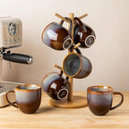 theterra Ceramic Coffee Mugs Set of 6, 12oz Handmade Coffee Cups with Handle for Latte, Tea, Milk, Beer, Hot Cocoa, Dusk Blue