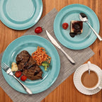 TP 12-Piece Melamine Dinnerware Sets, Plates and Bowls Dishes Set for 4, Break-Resistant & Non-Microwavable, Lightweight Dinner Plates, Teal