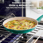 GreenPan Rio Healthy Ceramic Nonstick 8" Frying Pan Skillet and Silicone Spatula Set, Soft Grip Handle, Breaktfast Meal Set, PFAS-Free, Dishwasher Safe, Oven Safe, Turquoise