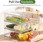 bealy 2 Pack Fridge Organizers and Storage with Pull out Drawer, Stackable Storage Drawer, Clear Refrigerator Organizers, BPA-Free for Freezer Kitchen Cabinet Pantry, 3.14QT