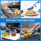 5-Pack Silicone Tongs for Cooking,Maywe Tanso 4PCS 13-Inch Kitchen Tongs with Silicone Tips,Nonstick Stainless Steel Tong for Steak Pie Pizza Pasta Spaghetti Salad BBQ Buffet,Plus Brush