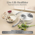 GOTHAM STEEL Hammered 10 Inch Non Stick Frying Pans with Lid, Frying Pans Nonstick with Lid, Non Toxic PFOA PFOS Free, Skillet Pan for Cooking, Induction Oven and Dishwasher Safe – Cream