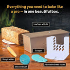 5-Pack Pullman loaf pan with Lid – Sourdough Loaf Pan Set, Includes Dough Scraper, Whisk, Silicone Cleaning Brush & Bread Cutter – Long Loaf Pan with Lid for Homemade Loaf