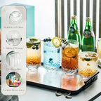 Art Deco Cocktail Glasses, Ribbed Drinking Glasses Set Of 8,14 oz Highball Glasses & 12 oz Cocktail Glasses Set, Kitchen Water Glasses Cup, Bar Tumbler Glassware Set for Beer, Juice, Whiskey, Milk
