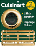 Cuisinart 2 Piece Sink Set – Sink Drain Strainer with Stainless Steel Rim & Silicone Mesh Base & Sponge Holder for Kitchen Sink, Metal Caddy with Triple Suction Cups, Daily Kitchen Essentials
