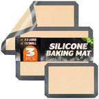 3 Pcs Silicone Baking Mat - Non-Stick Silicone Baking Mats Cookie Sheet with Reinforced Edges, Dishwasher Safe, Heat-Resistant - Uniform Heating & Easy Baking for Macarons, Cookie Dough, Roasts, Pizza