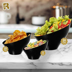 R-kay 6 Pack Angled Black Serving Bowls - Small Plastic bowls 6 oz - Premium Plastic Serving Bowls Heavy Duty For Weddings Catering, parties, And All Occasions (Black, Small)