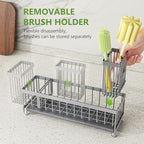 Cisily Extra Large Sink Caddy Organizer with Drying Stone, Gray Sponge Holder for Kitchen, Dish Brush Holder for Countertop, Kitchen Decor Storage and Essentials