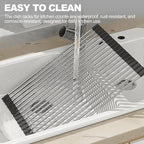 NEZUIBAN Dish Drying Rack with Roll Up and Over Sink for Kitchen,20.5"x13.8",Black