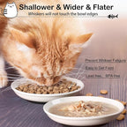 WROSWT Cat Food Bowl,Healthy Ceramic Cat Bowls for Indoor Cats,Anti Whisker Fatigue Cats Dishes Set,Shallow Wide Kitten Plates for Food and Water,Non-Slip Silicone Bottom,3 Pack