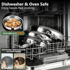 Non Stick Frying Pans, 10-inch with Lid, Hybrid Frying Pans Nonstick Stainless Steel Skillets, Dishwasher & Oven-Safe, Stay-Cool Handle, PFOA Free Cookware, Compatible with All Cooktops