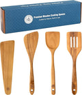 Wooden Kitchen Utensil Set of 4, Natural Wood Spoons and Spatulas, Non Toxic Eco Friendly Durable Wooden Turner and Spatula Set for Cooking. Perfect kitchen cooking utensils.