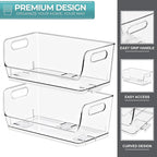 Sorbus Stackable Storage Bins Open Front, Clear Stackable Storage Bins, Pantry Bins for Storage and Organization, Acrylic Stackable Bins for Kitchen, Clear Pantry Organizer Bins (Small Wide 4 Pack)