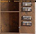 SpaceAid Spice Rack Organizer for Cabinet Door or Wall Mount (4 Pack) with 415 Spice Labels - Wood Hanging Seasoning Shelf for Cupboard Pantry or over the Stove