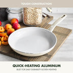 GreenPan Dover 10” Frying Pan Skillet, Non-Toxic PFAS-Free Ceramic Nonstick Coating, Sear Saute Fry Egg Omlete, Dishwasher & Oven Safe, Stay Cool Handle, Easy Pour Rims, Cream White