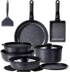 GiPP Ceramic Pots and Pans Set Non Stick, Nonstick Detachable Handle Cookware Sets, Healthy Non Toxic PFAS PFOA & PTFE Free, Dishwasher ＆Oven Safe, Induction Kitchen Pot and Pan, 17 Piece Gray