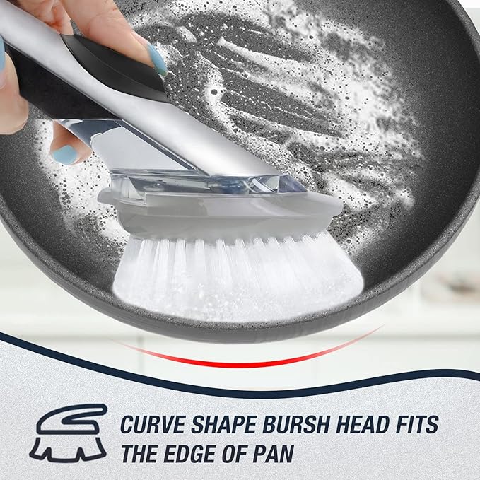 Dish Cleaning Soap Dispensing Brush Refills for OXO Dish Brush - 8 Pack Brush Head Replacement for Scrubber (Grey)
