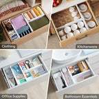 Lifewit 4 Pack 4" High Drawer Dividers 28 -43.5cm/11-17" Adjustable Kitchen Drawer Organiser, Expandable Drawer Dividers Separator for Clothes in Bedroom/Bathroom/Office Organisation & Storage White