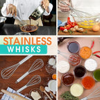 Domensi 24 Pcs 8" 10" 12" Whisks Set Kitchen Whisks for Cooking Heat Resistant Stainless Steel Balloon Wire Whisk Bulk for Non Stick Cookware Blending Stirring Valentines Day Baking