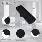 MicoYang Silicone Bathroom Soap Dishes with Drain Spout-Bathroom and Kitchen Sink Organizer,Sponge Holder,Dish Soap Tray,Perfect for Dispenser,Scrubber,Bottle,Cup on Sink or Counter-Black 12"×4"