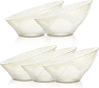 Goodluck 5 Pack Gold Glitter Plastic Serving Bowls for Party - 20 OZ Angled Disposable Serving Bowls for Wedding Party Chip, Candy, Salad & Fruit