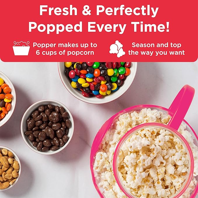Ecolution Patented Micro-Pop Microwave Popcorn Popper with Temperature Safe Glass, 3-in-1 Lid Measures Kernels and Melts Butter, Made Without BPA, Dishwasher Safe, 1.5-Quart, Pink (Pack of 4)