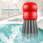 Mini Dish Brush for Cleaning Chicken Shredder, Palm Brush Dish Scrubber with Ergonomic Grip, Kitchen Brush for Washing Dishes, Pans, Pots, Sink (4, Red)