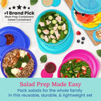 Bentgo Easyboxes Salad-to-Go Containers - 8-Piece Set: 4 Bowls, Leak-Proof Dressing Cups Built-In & 4 Fitted Lids Seal in Freshness; Reusable/BPA-Free for Salad, Pasta, & Cereal (Jewel Brights)