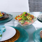 R-kay 6 Pack Square Plastic Serving Bowls - Clear Plastic bowls 32 Oz - Salad Bowls Large Serving, Premium Duty For Weddings Catering And Birthday parties