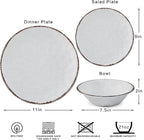 LEHAHA Farmhouse White Melamine Plates and Bowls Set, White dishes Rustic Farmhouse Dinnerware Set, Lightweight Melamine Dishes Set for 4, Perfect for RV, Camper, Dishwasher Safe