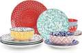 vancasso SELENE Plates and Bowls Set for 4, 12 Pieces Dinnerware Sets, Mircowave and Dishwasher Safe Dishes Set, Porcelain Muted Dinnerware