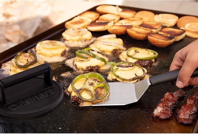 Cuisinart 6.5" Cast Iron Smashed Burger Press,Round Flat Edge Grill Press for Crispy Smash Burgers,Burger Tool for Grill and Griddle Accessories, BBQs and Tailgates,(Pack of 8)