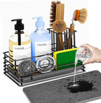 Yofidra Kitchen Sink Caddy: Sink Sponge with Instant Drying Stone, Metal Stainless Steel Dish Sponge Holder Basket for Sponges, Scrubbers, Soap, 9.5" X 5.5" X 5.7" Home Decor Storage and Organization