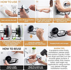 LEVERLOC Soap Holder Shower with Hooks, Bar Suction Cup Soap Dish Tray for Wall, Rust-Proof Stainless Steel Sponge Caddy for Bathroom Accessories Organizer Bathtub Kitchen Sink, Black