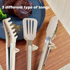 Kitchen Tongs, 9 Inch Tongs for Cooking with Silicone Tips, Food Grade Small Silicone Tongs, Mini Serving Tongs for Nonstick Pans, BBQ, Salad, Set of 3, White