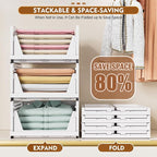 SNSLXH 5 Pack Stackable Closet Organizer Box, Multifunctional & Foldable Closet Storage Basket for Bathroom Kitchen Laundry Room Wardrobe Storage, Space-Saving Clothes Storage Drawer Organizer, Green