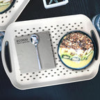 Larger Nonslip Food Serving Tray, 17.9'' x 12'' Grippy Handles Surface Bottom Design, Perfect Trays for Eating, Lap, TV, Couch, White, Set of 2