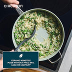 Circulon Halo with LaserDefense Ceramic Nonstick Saute Pan with Helper Handle and Lid, Made without PFAS, Compatible with All Stovetops, Dishwasher and Oven Safe, 5 Quart Multipurpose Pan - Sage