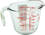 Anchor Hocking 2 Cup (16 Ounce) Glass Measuring Cup, clear glass with red lettering (Anc-9439)