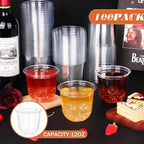 KesaPlan 100 Pcs Disposable Stemless Glasses 12oz Crystal Plastic Wine Glasses Clear Classic Cup for Meeting Weddings Birthdays Cocktail Christmas Party Supplies