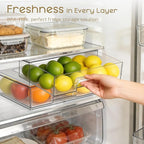 Criusia Stackable Storage Drawers, 4 Pack Clear Plastic Makeup & Bathroom Organizer, Versatile Storage Bins for Vanity, Under Sink, Kitchen Cabinets & Pantry