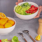 DELLING 60 Oz Large Serving Bowls Set of 3, 8 Inch White Ceramic Mixing Bowls - Soup Salad Pasta Ramen Bowls for Kitchen, Microwave Dishwasher Safe, Porcelain